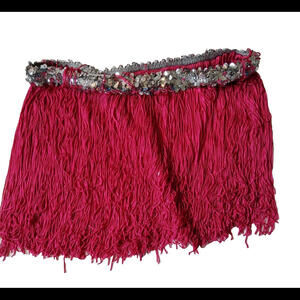 Pink Fringe Skirt Dance with Silver Sequin